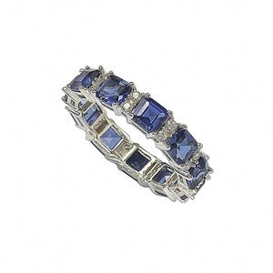Genuine Sapphire 4.95 ct tw, silver eternity ring.